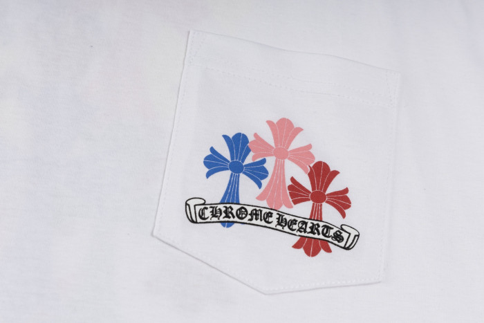 Ch*0me He**ts Multi Color Cross Cemetery L/S T-Shirt (White）