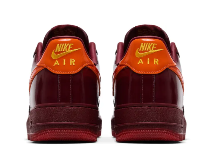 NIKE AIR FORCE 1 LOW PATENT LEATHER DARK TEAM RED SAFETY ORANGE IO4489-601